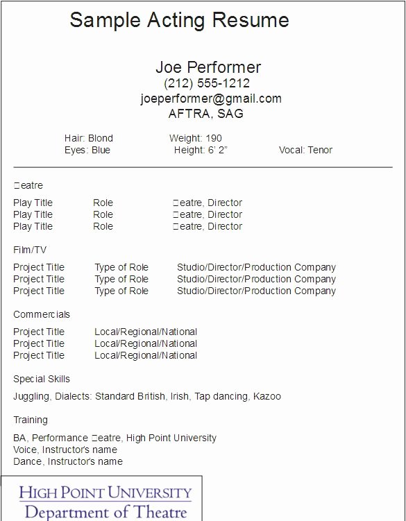 The 25 Best Acting Resume Template Ideas On Pinterest