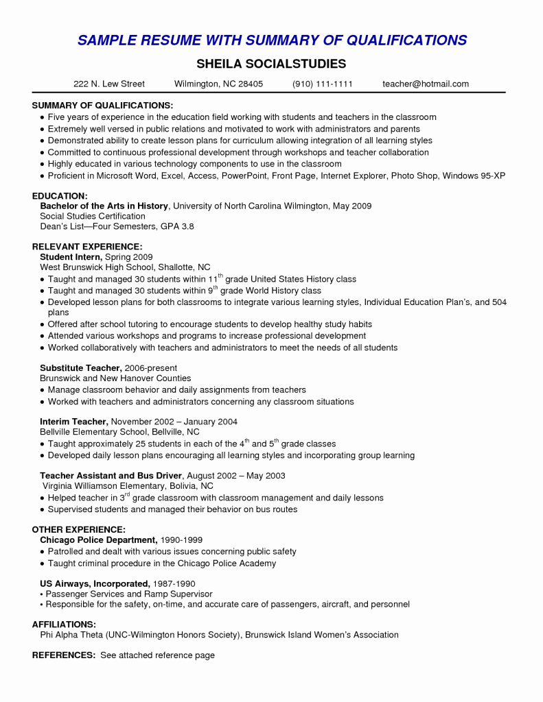 The Best Example Summary for Resume