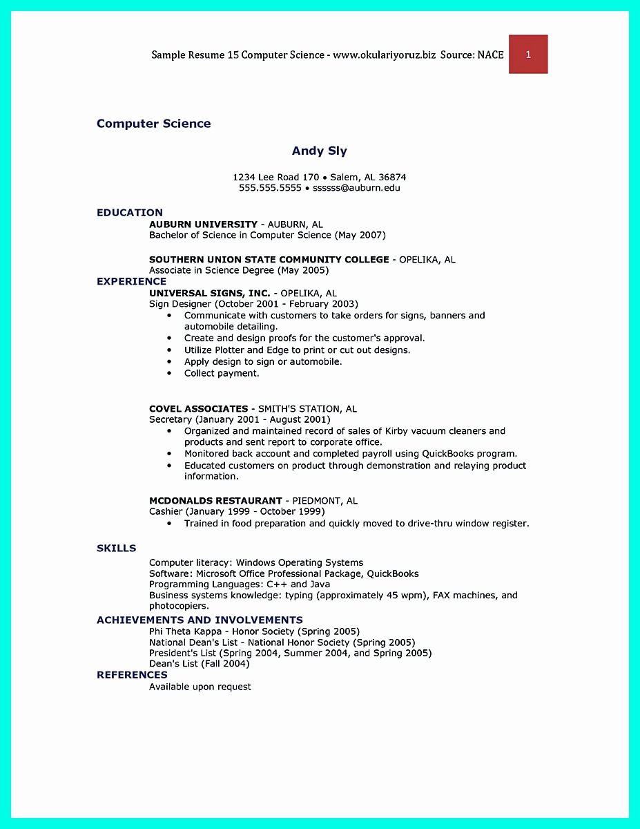 The Best Puter Science Resume Sample Collection