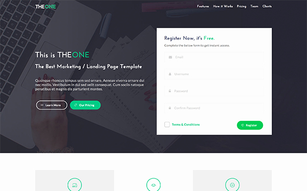 The E Landing Page Template