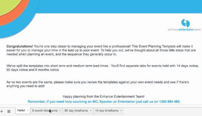 The event Planning Template