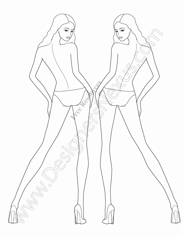 The Gallery for Female Fashion Figure Templates Front