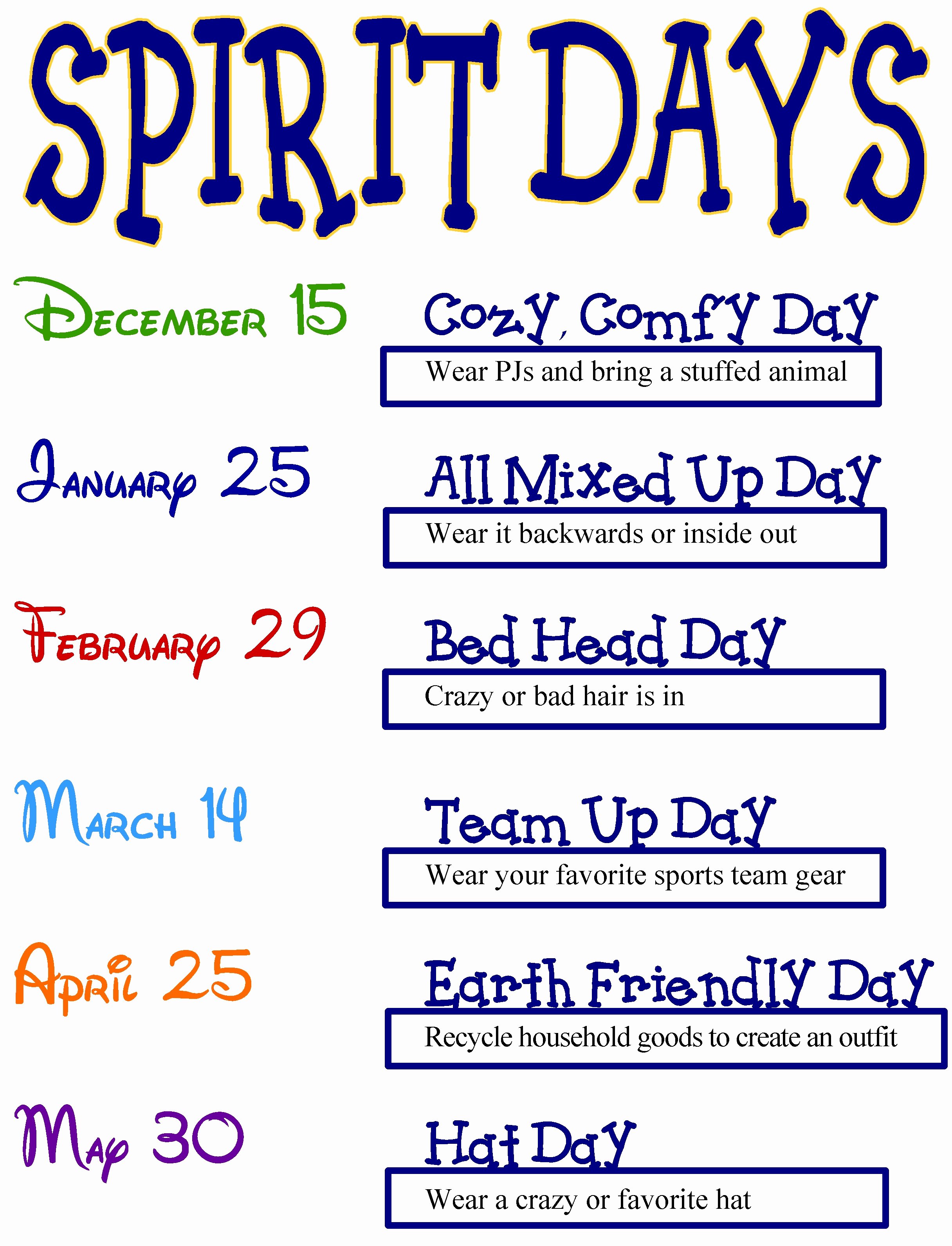 School Spirit Week Flyer Template