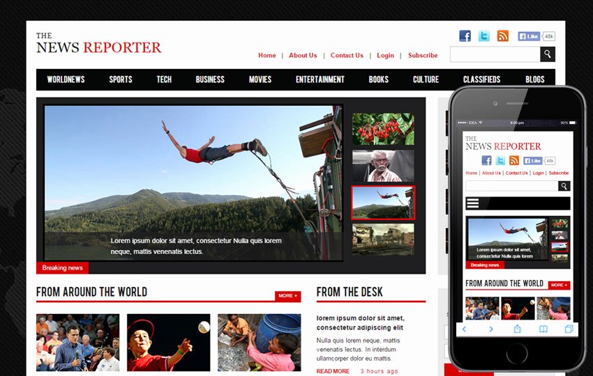 The New Reporter Flat Bootstrap Responsive Free Download