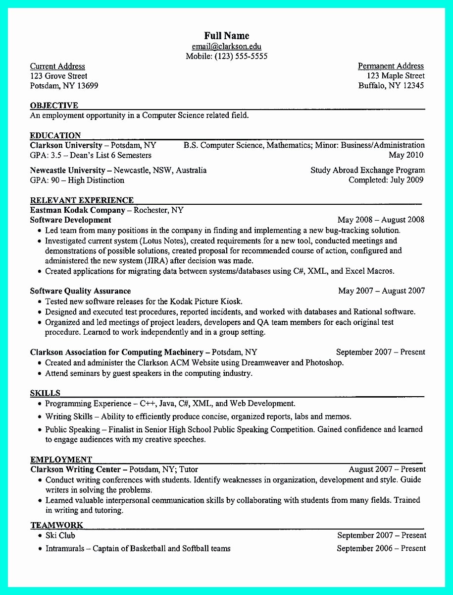 The Perfect College Resume Template to Get A Job