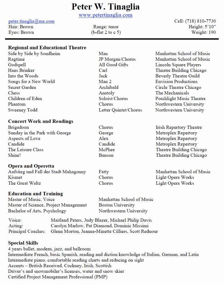 Theatre Resume Template
