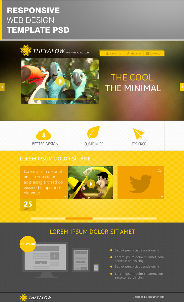 Theyalow Responsive Web Design Template Psd Download Psd