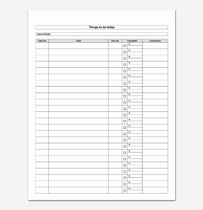 Things to Do List Template 20 Printable Checklists