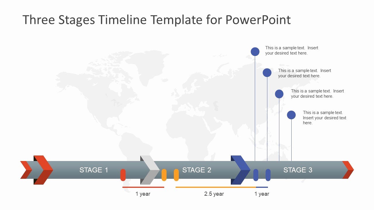 Three Stages Timeline Template for Powerpoint Slidemodel