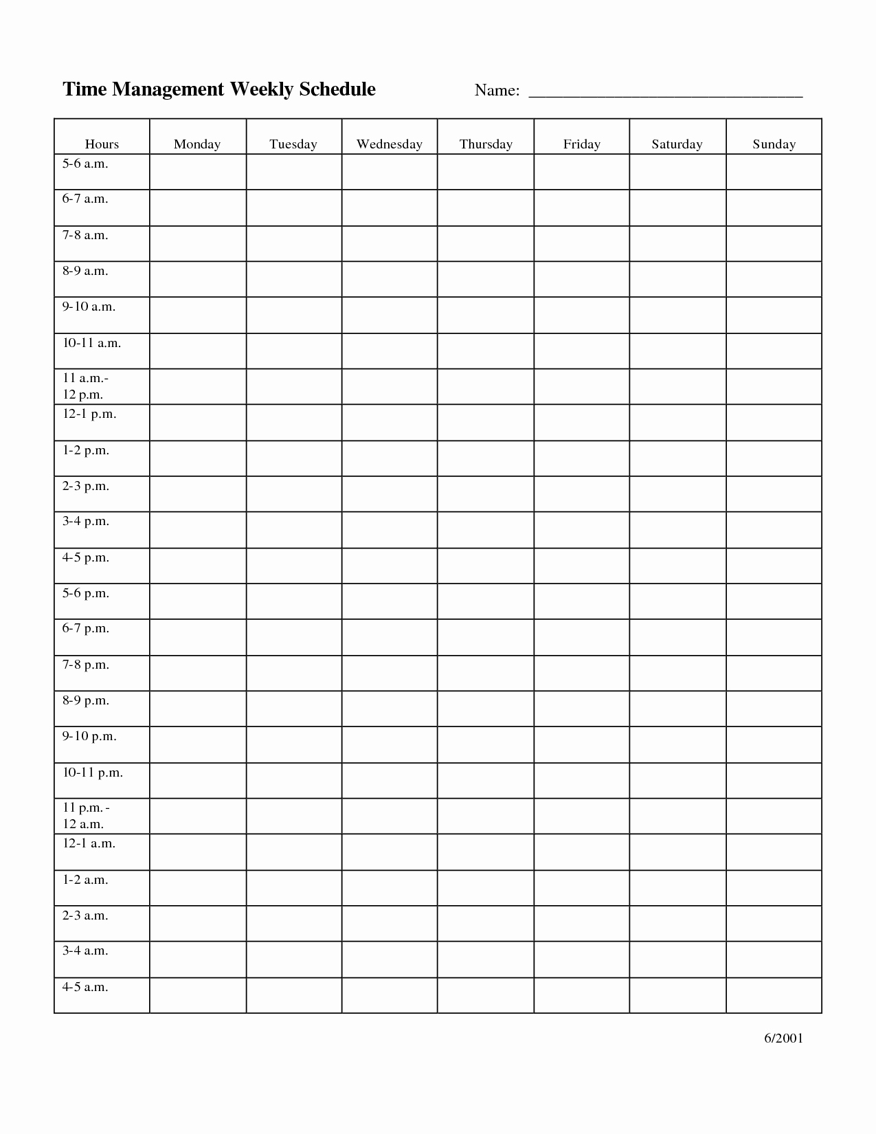 Time Management Weekly Schedule Template …