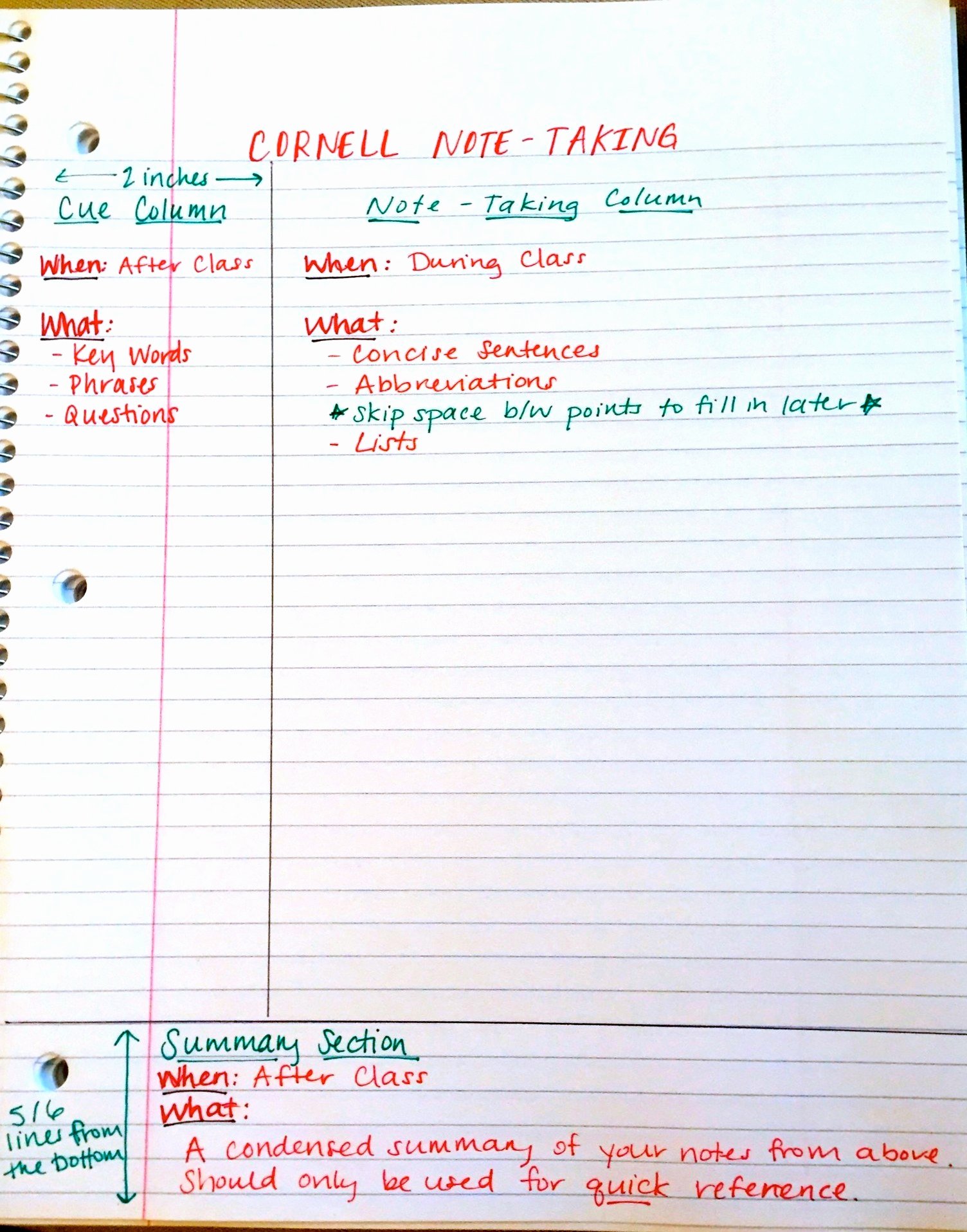 Tips for Using the Cornell Note Taking Method Law School