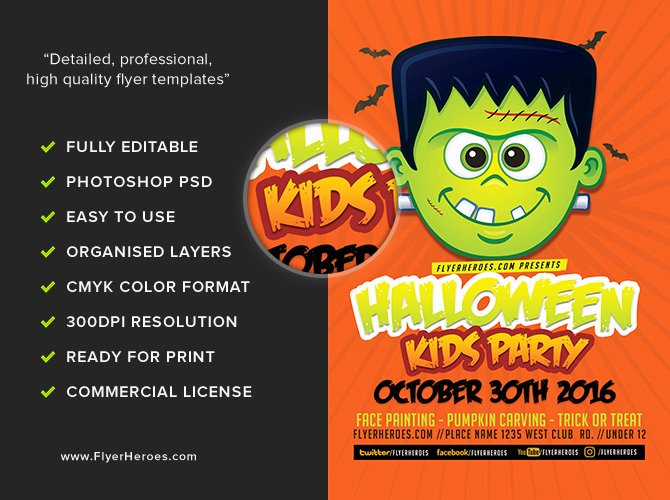 Toon Halloween Kids Party Flyer Template Flyerheroes