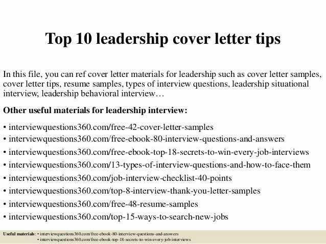 Top 10 Leadership Cover Letter Tips