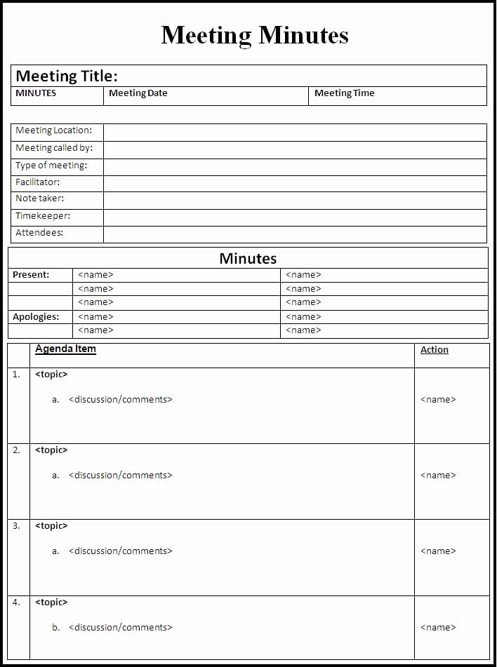 Top 5 Free Meeting Minutes Templates Word Templates