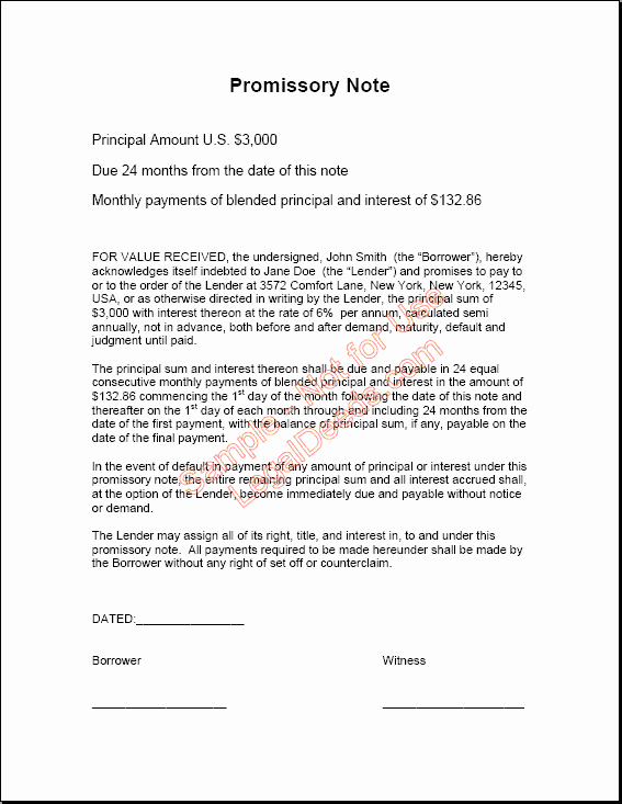 Top 5 Free Samples Promissory Note Templates Word