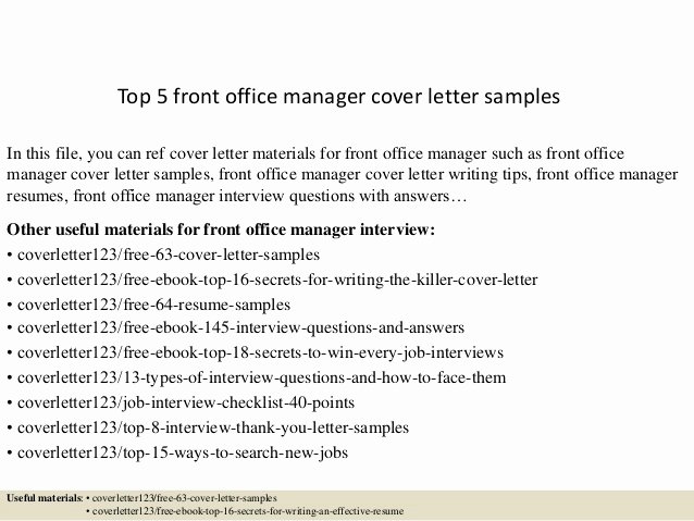 Top 5 Front Office Manager Cover Letter Samples