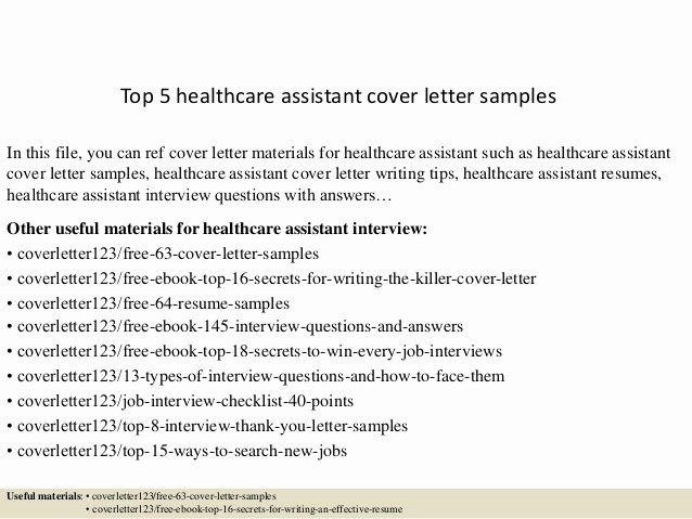 Top 5 Healthcare assistant Cover Letter Samples