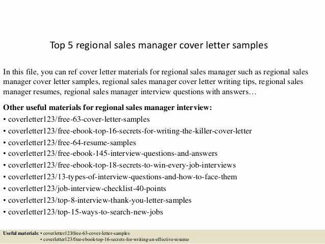 Top 5 Regional Sales Manager Cover Letter Samples