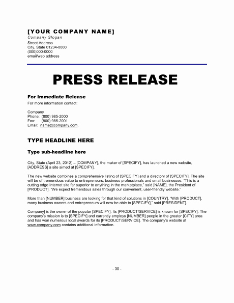 New Hire Press Release Template
