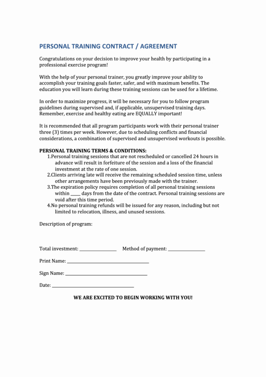 Top 6 Personal Training Contract Templates Free to