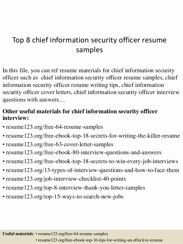 Top 8 Chief Information Security Officer Resume Samples