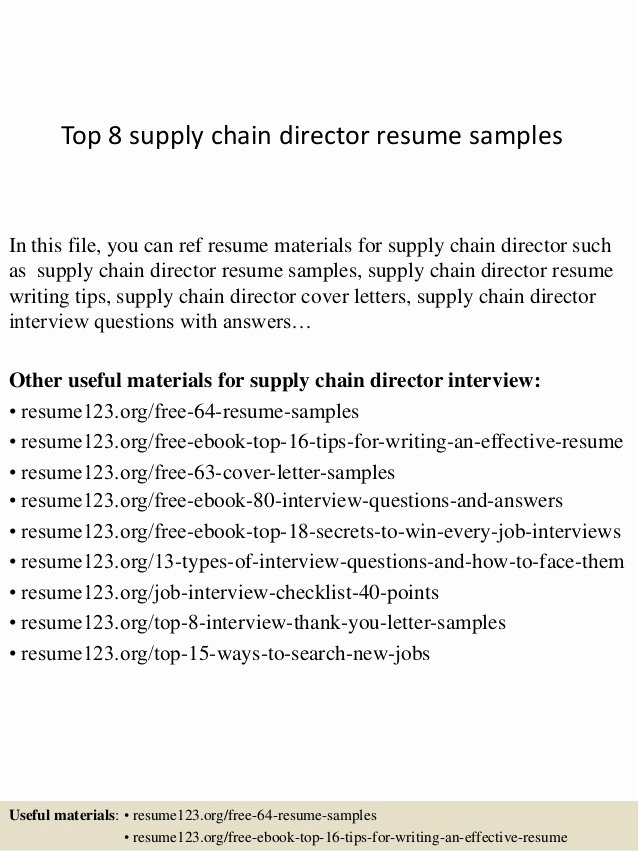 Top 8 Supply Chain Director Resume Samples