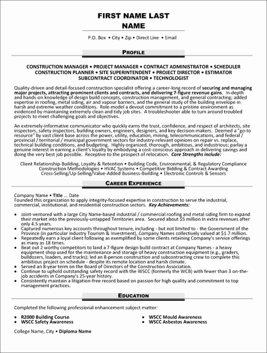 Top Construction Resume Templates &amp; Samples