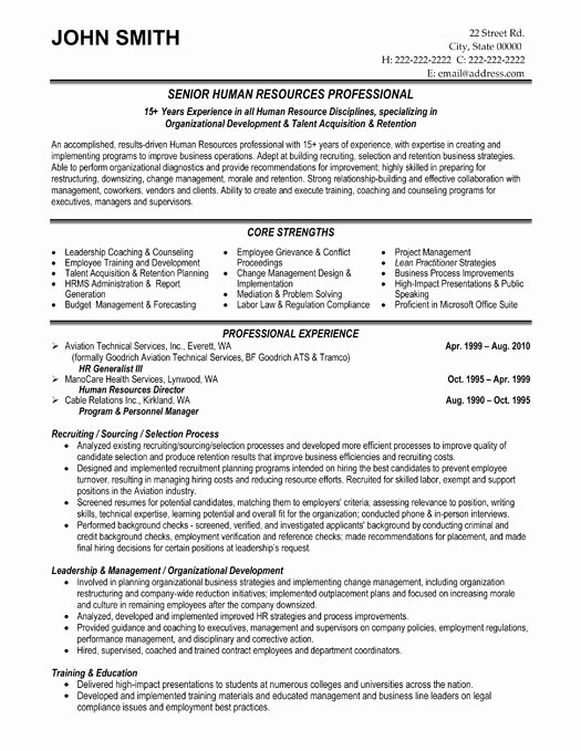 human resources resume samples