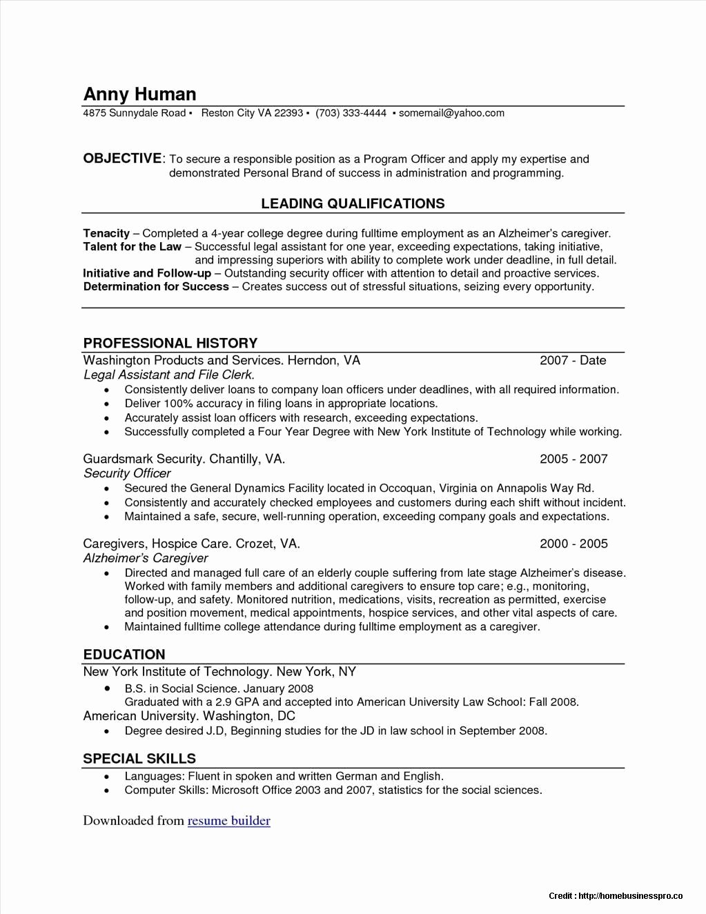 Totally Free Resume Builder and Download Resume Resume