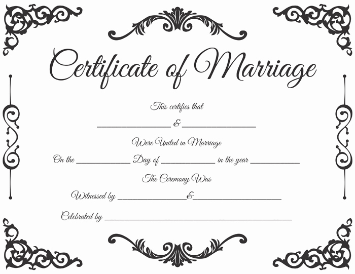 Traditional Corner Marriage Certificate Template Dotxes