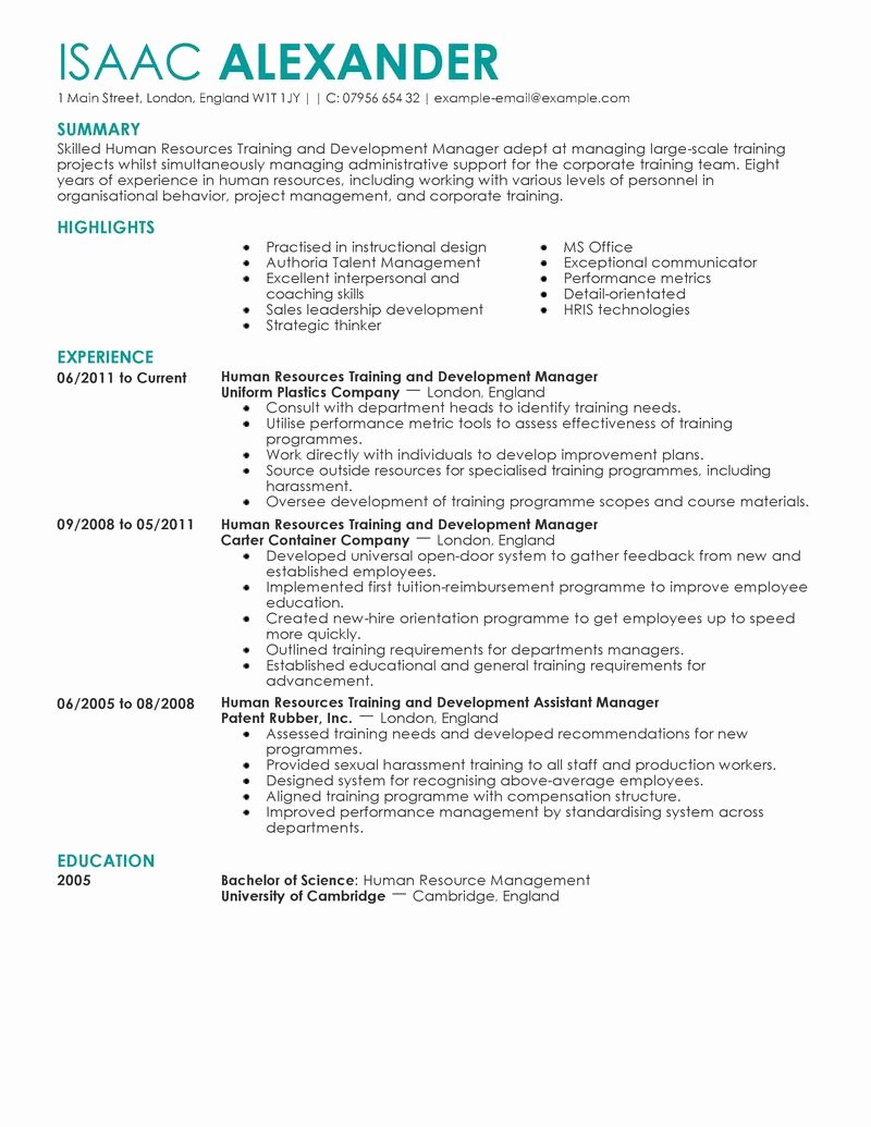 Training and Development Resume Examples