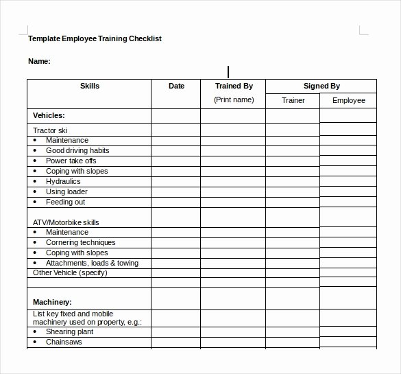 Training Checklist Template 15 Free Word Excel Pdf