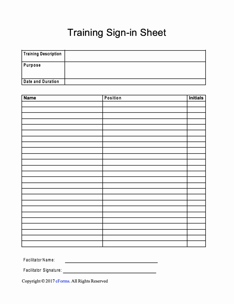 Training Sign Off Sheet Templates