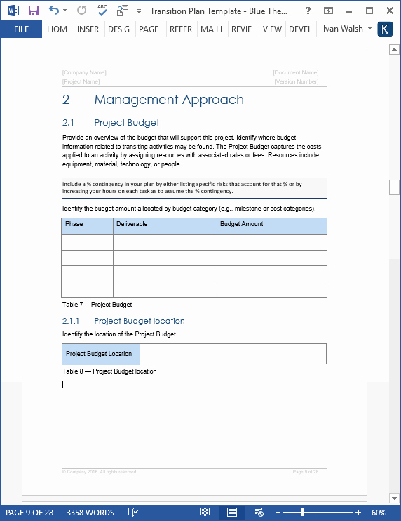 Transition Plan – Ms Word Template – Instant Download