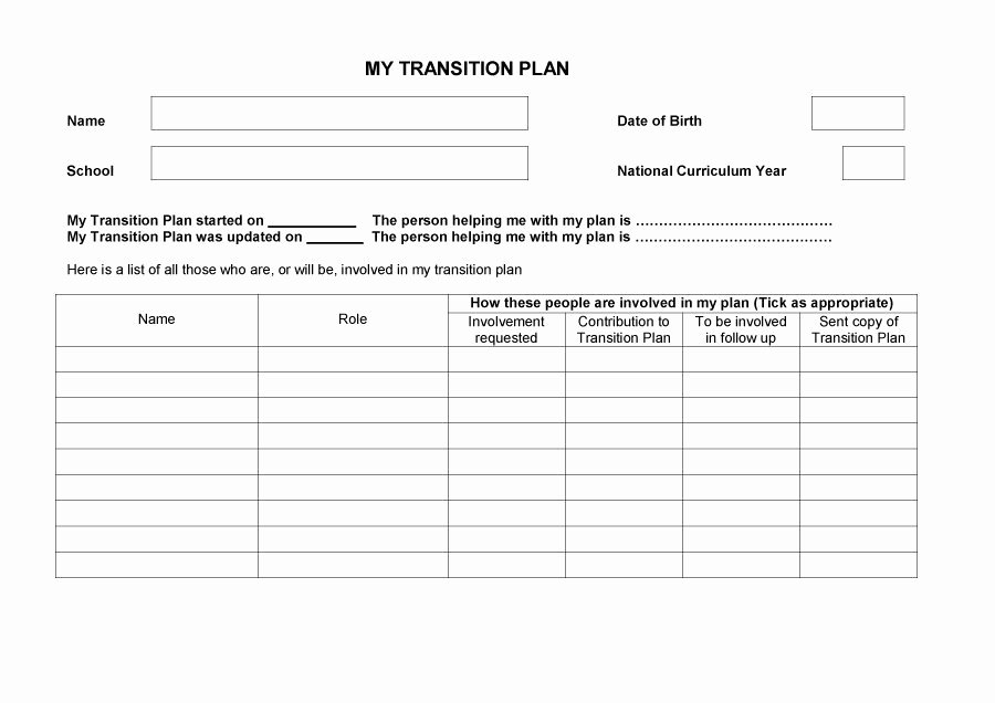 Transition Plan Template for Leaving Job Templates Data