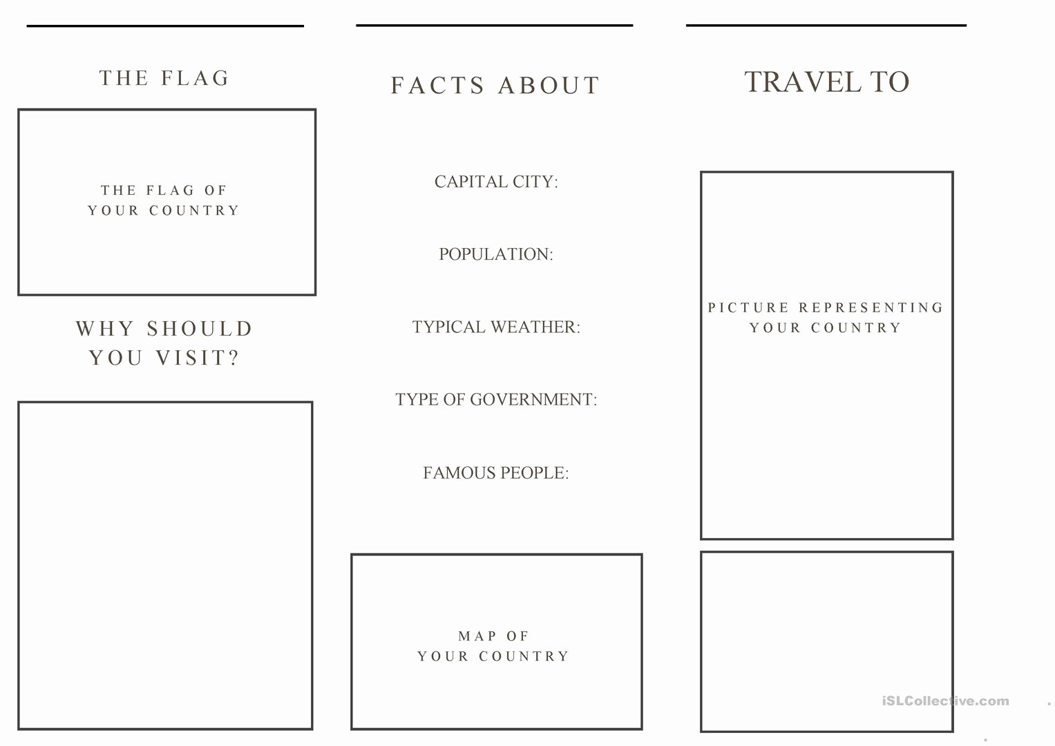 Travel Brochure Template and Example Brochure Worksheet