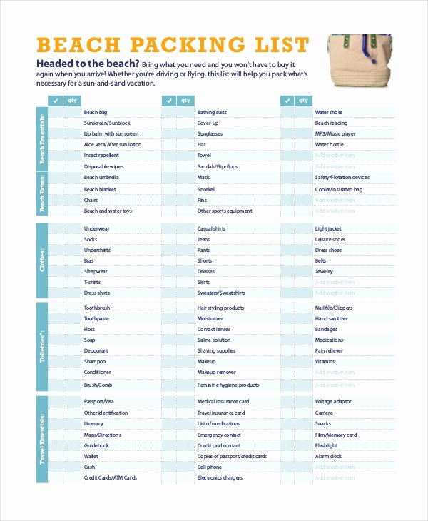Travel Packing List 10 Free Word Pdf Psd Documents