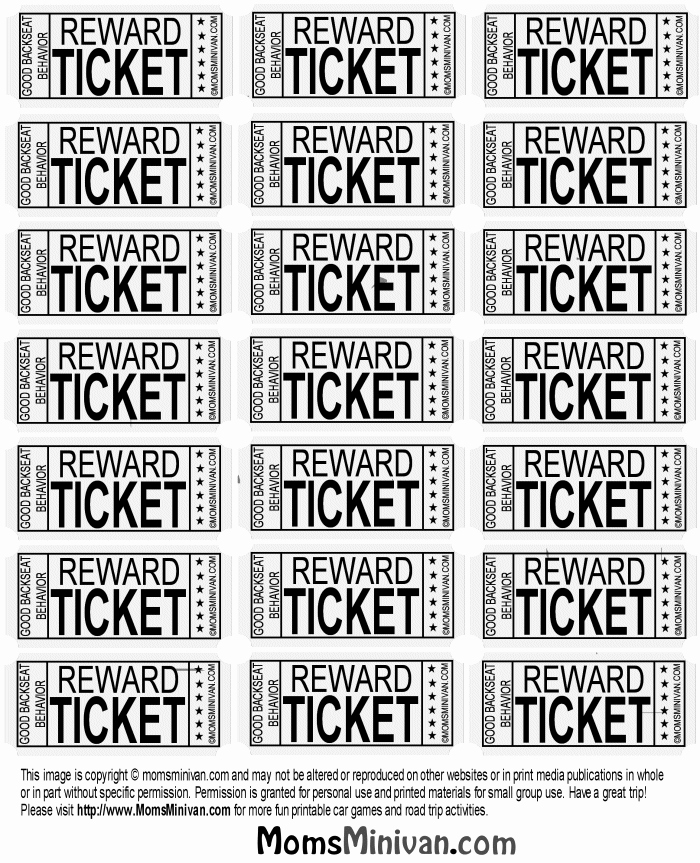 Travel Tickets for Kids Printable Page