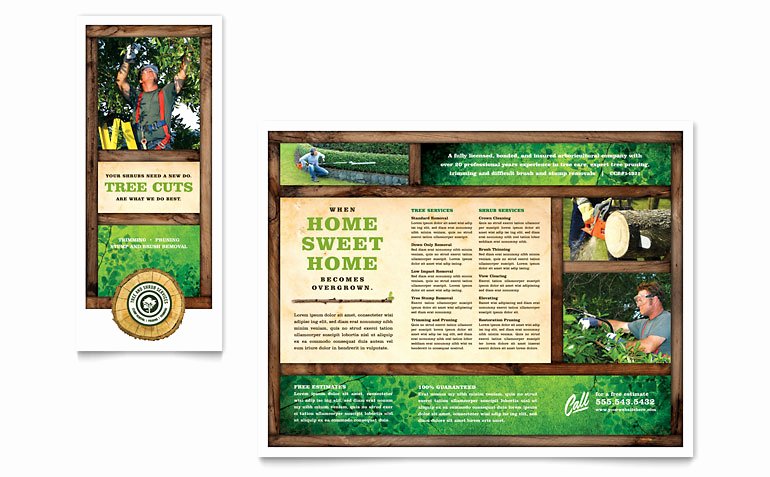 Tree Service Tri Fold Brochure Template Word &amp; Publisher