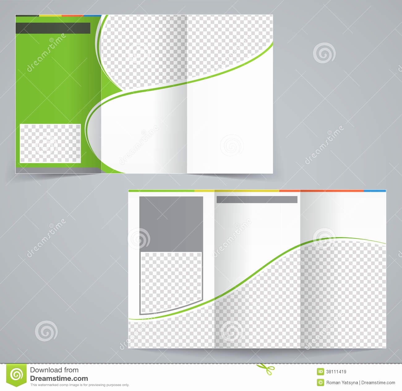 Tri Fold Business Brochure Template Vector Green Stock