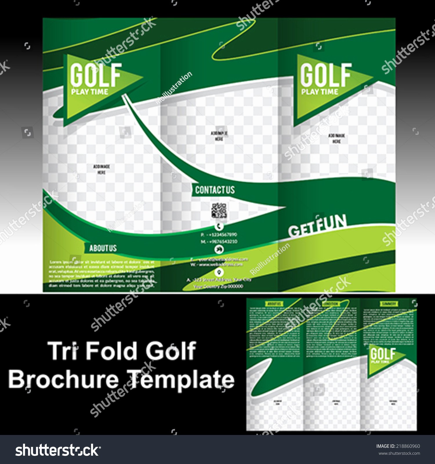 Tri Fold Golf Brochure Template Vector Stock Vector