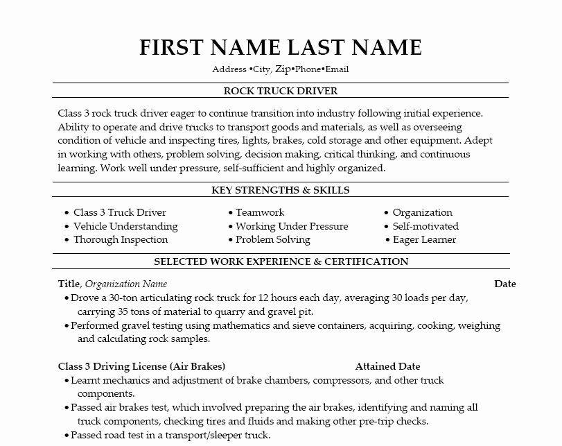 Truck Driver Resume Best Template Collection