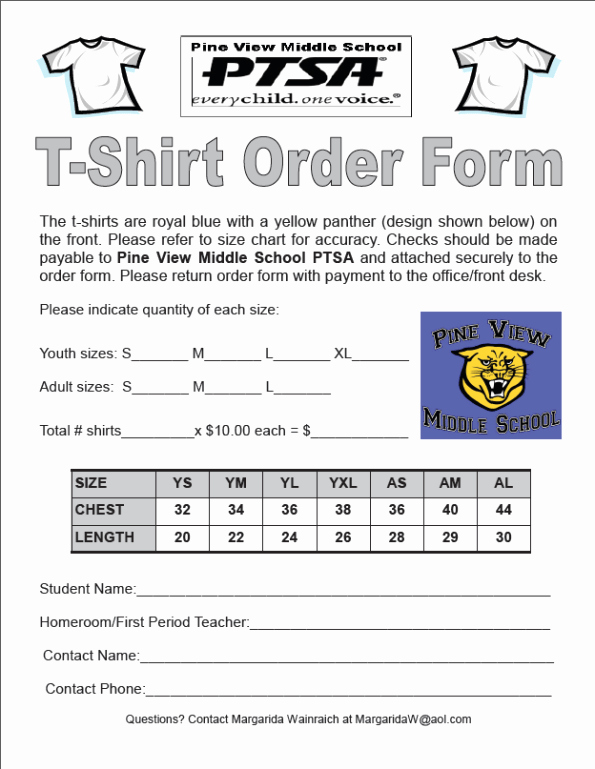Tshirt order forms Find Word Templates