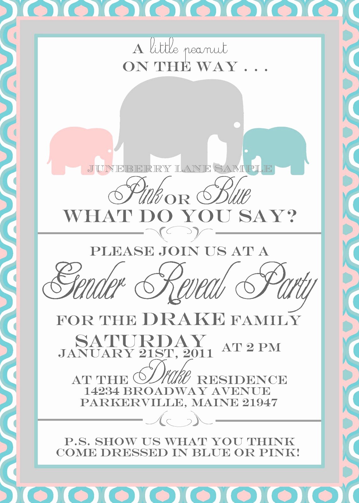 Twin Gender Reveal Party Invitations Templates