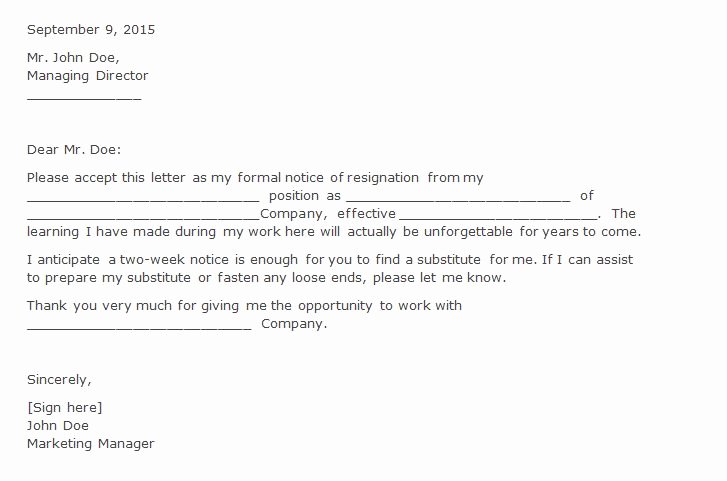 Two Weeks Notice Letter How to Write Guide &amp; Resignation