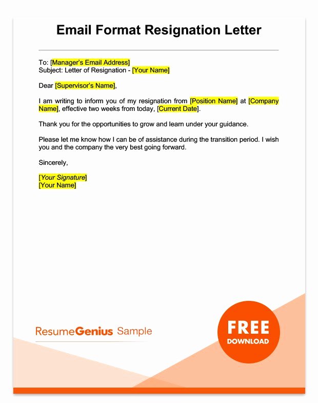Two Weeks Notice Letter Sample Free Download