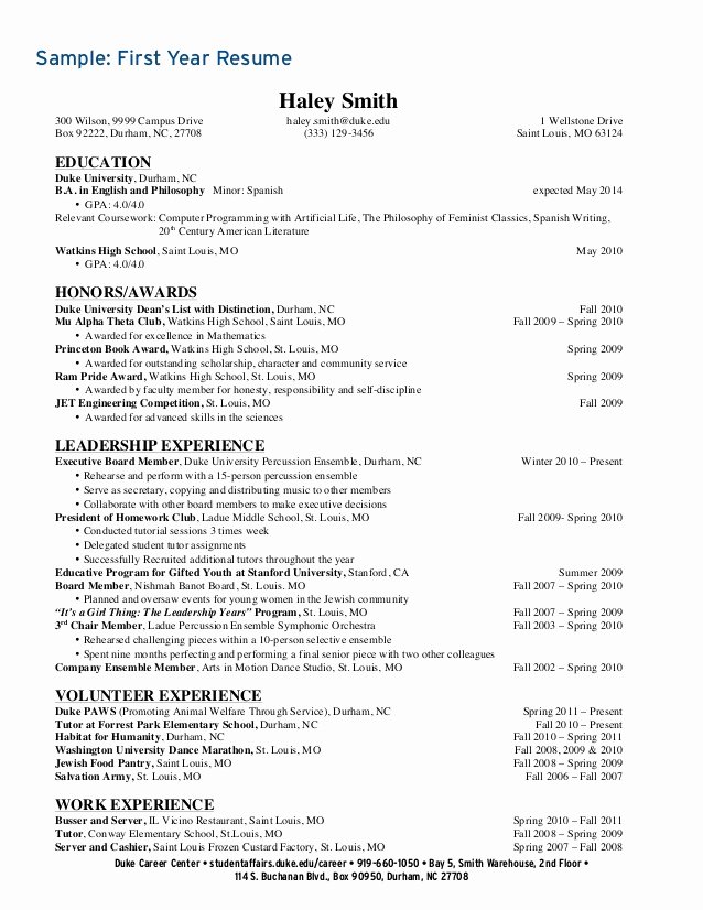 Undergraduate Student Resume Collection
