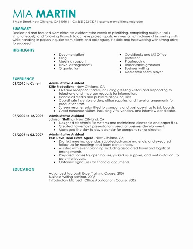 administrative assistant resume sample