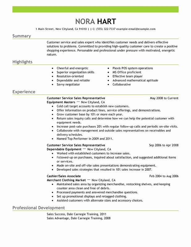 customer service representatives resume sample