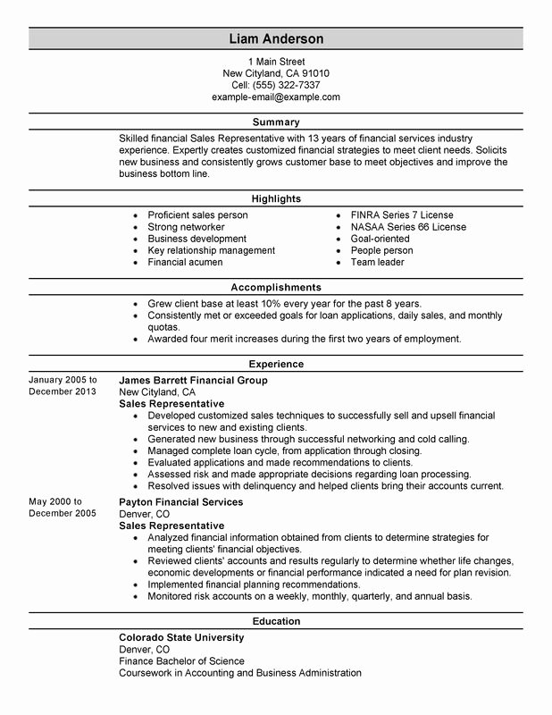 Unfor Table Sales Representative Resume Examples to